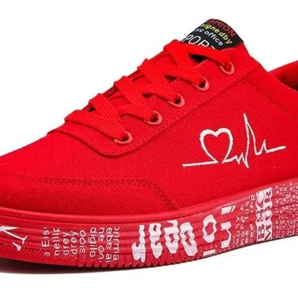 SHEIN Red Graphic Men's Sneakers - Picture 4 of 6